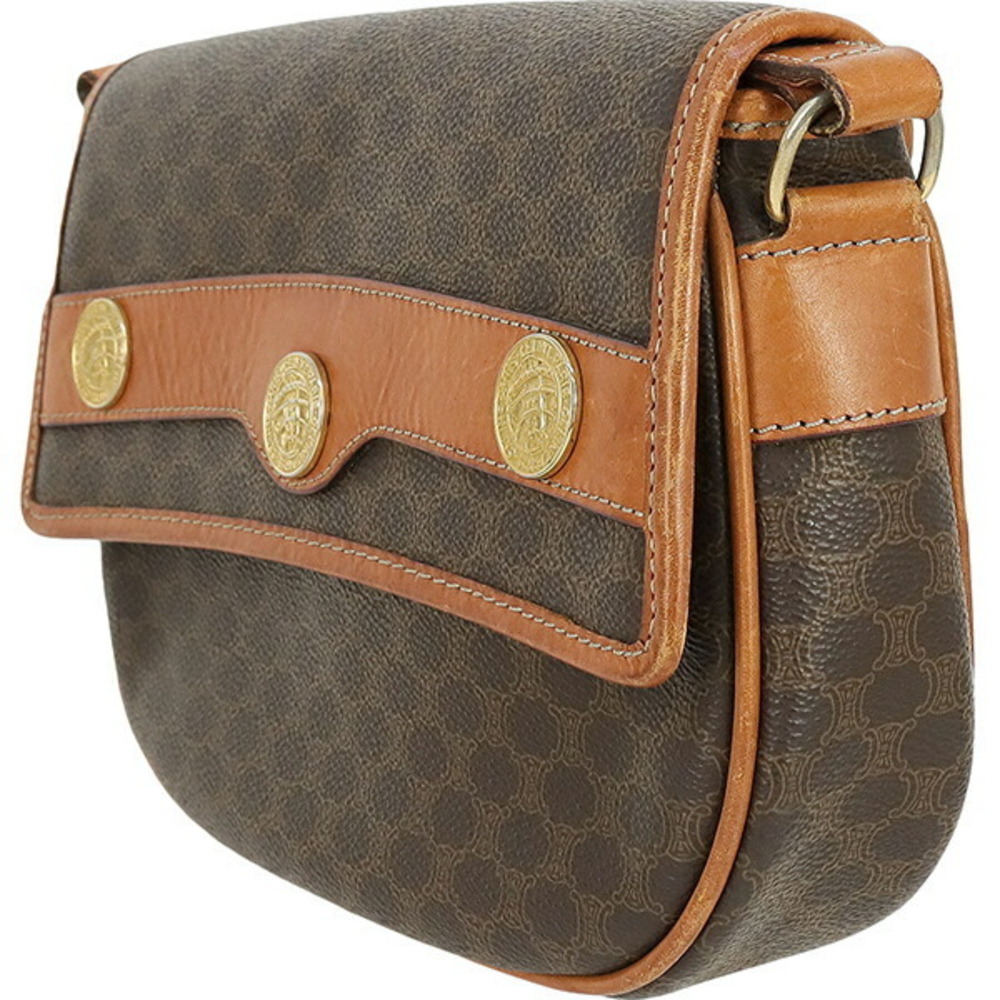 Celine Shoulder Bag Macadam Canvas Leather Crossbody - Picture 3 of 8